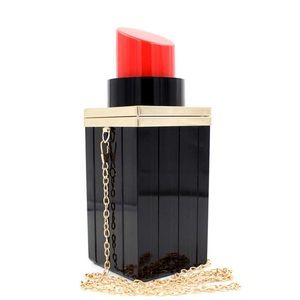 Ladies Red Lip Stick Chain Purse